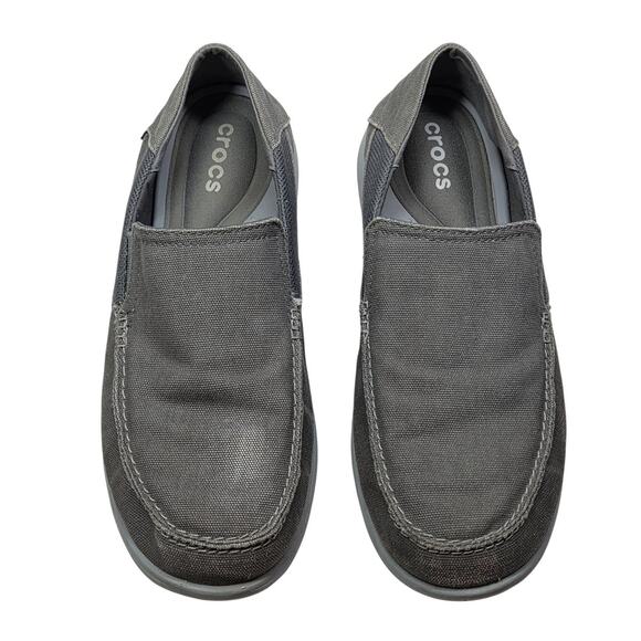 Crocs Santa Cruz 2 Light Gray Canvas Slip On Loafers Men’s Size 12 - Picture 2 of 10